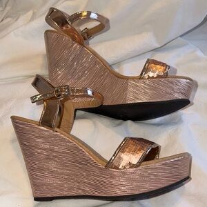 Elegant Rose Gold Wedge Sandals